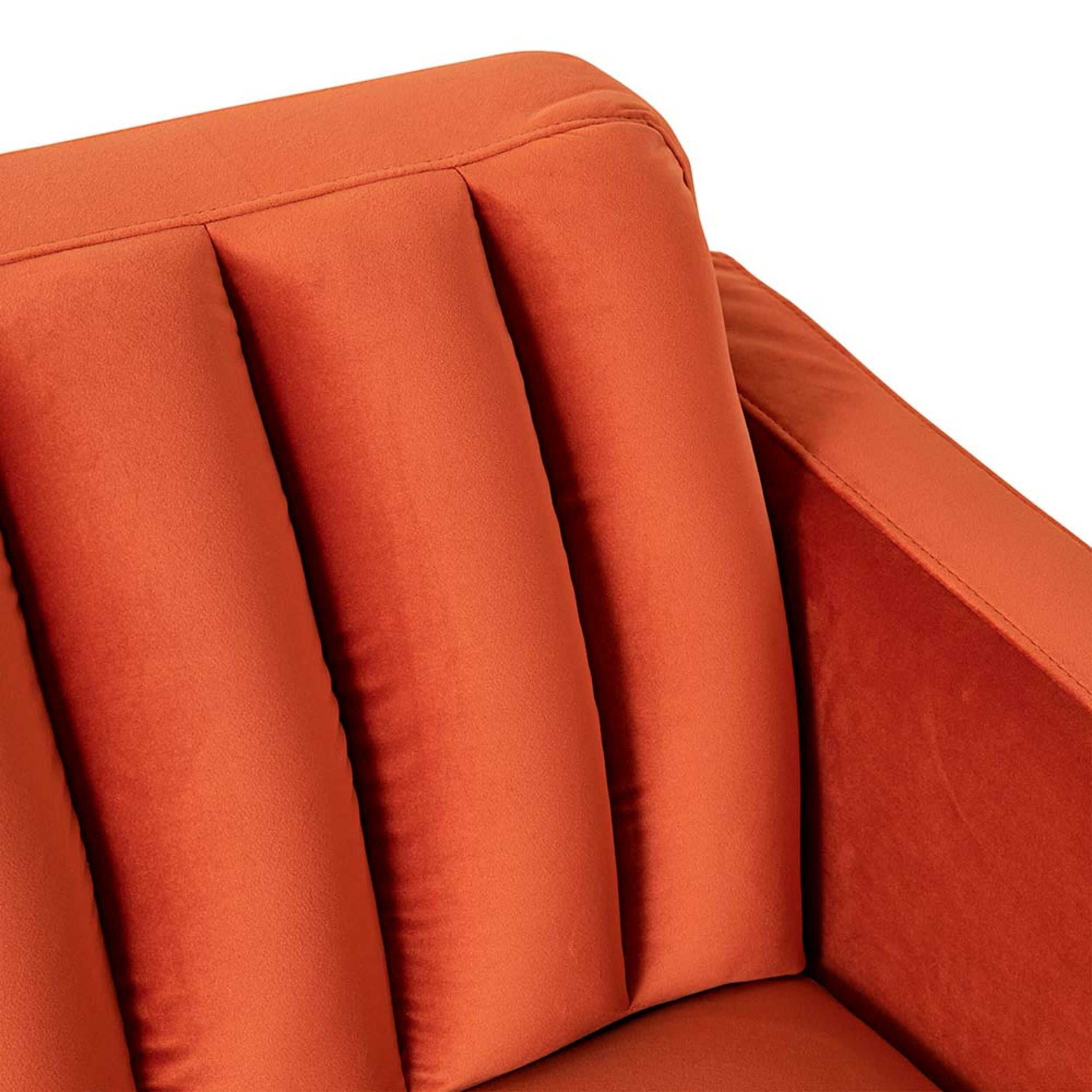 Stitch 3 Seater Velvet Sofa Sunrise Orange C-036 – Early Settler NZ