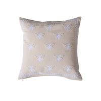 Stitch Honey Bee Embroidered Cushion Natural