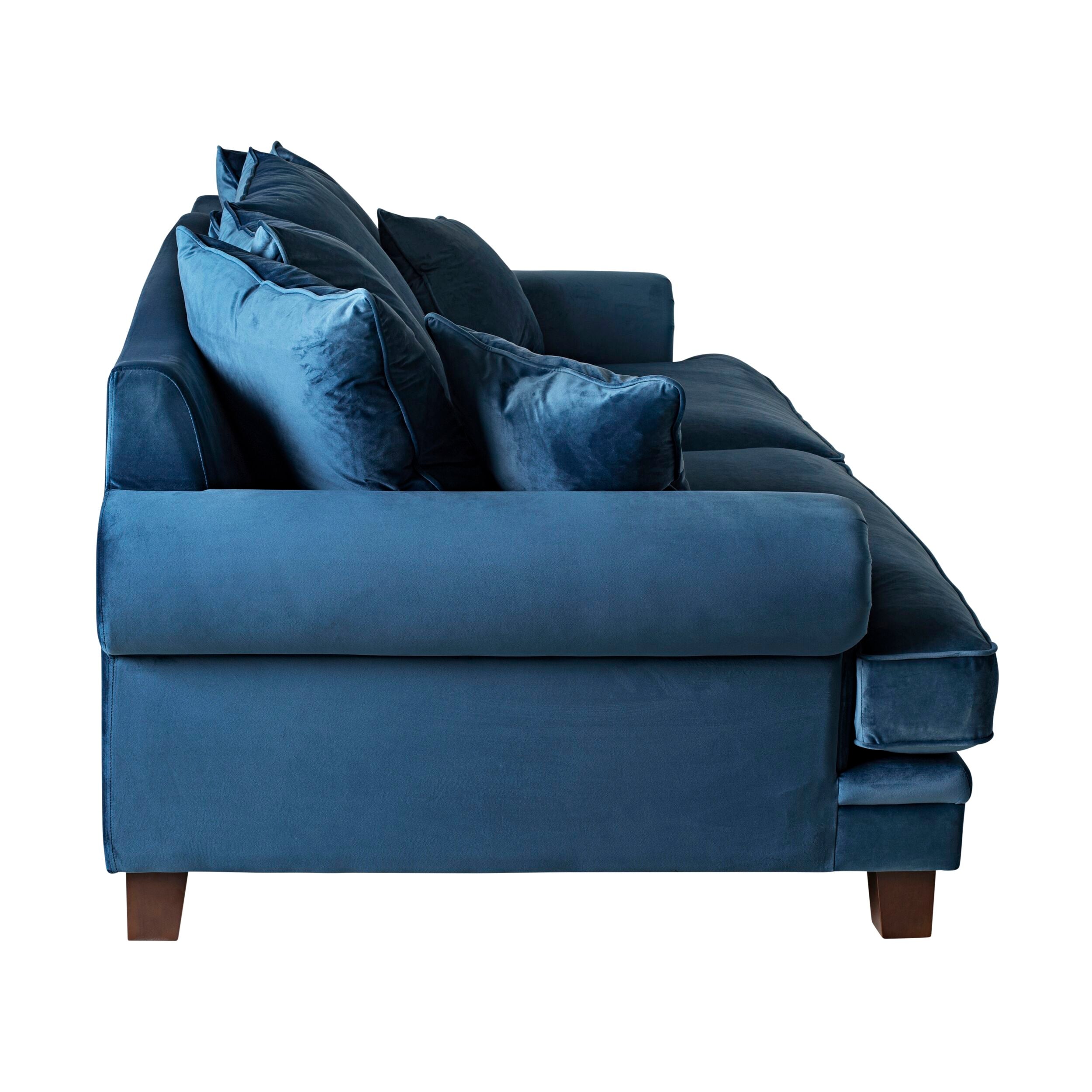 Lisette 3.5 Seater Velvet Deep Sofa Celeste Indigo