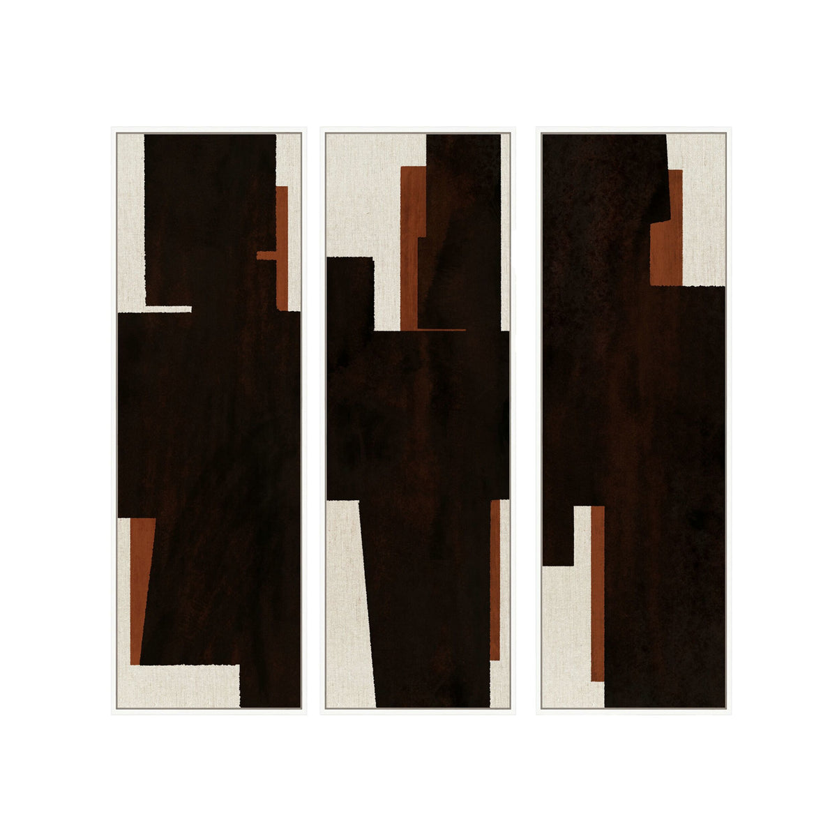 Reverie Warm Axis Framed Painting on Linen Set of 3 120x120cm