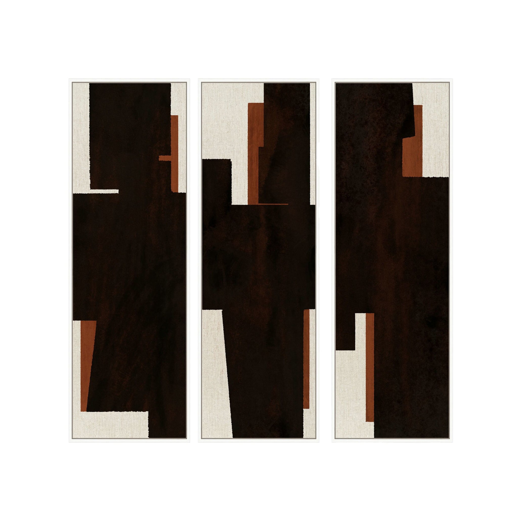 Reverie Warm Axis Framed Painting on Linen Set of 3 120x120cm