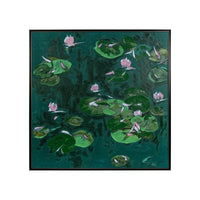 Lily's Pond Framed Textured Print 120x120cm