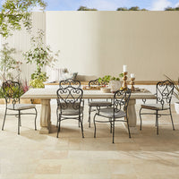 Roman Stone Table 260cm with 6 Manette Outdoor Dining Chair Black Package