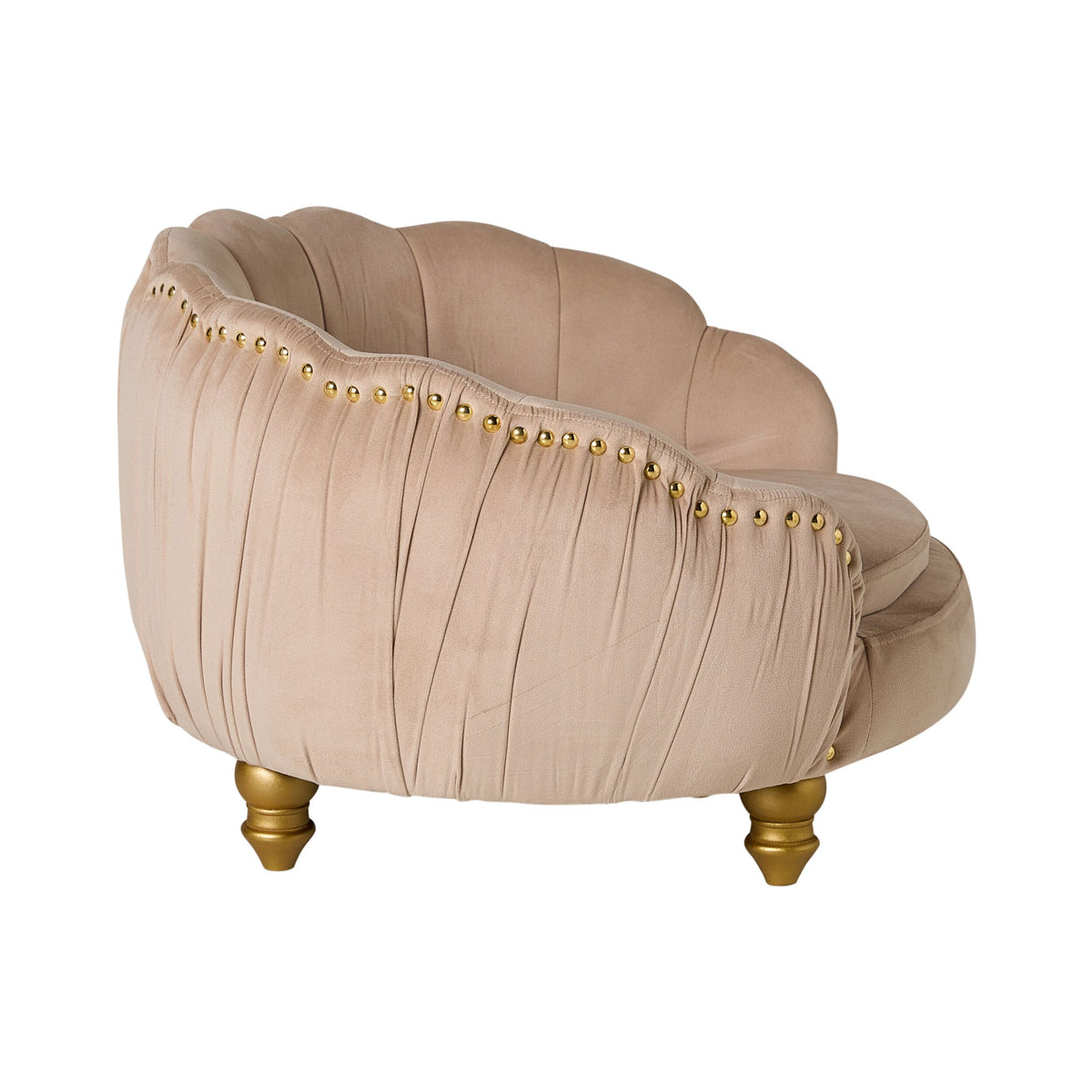 Antoinette Rouched Velvet Pet Bed Champagne