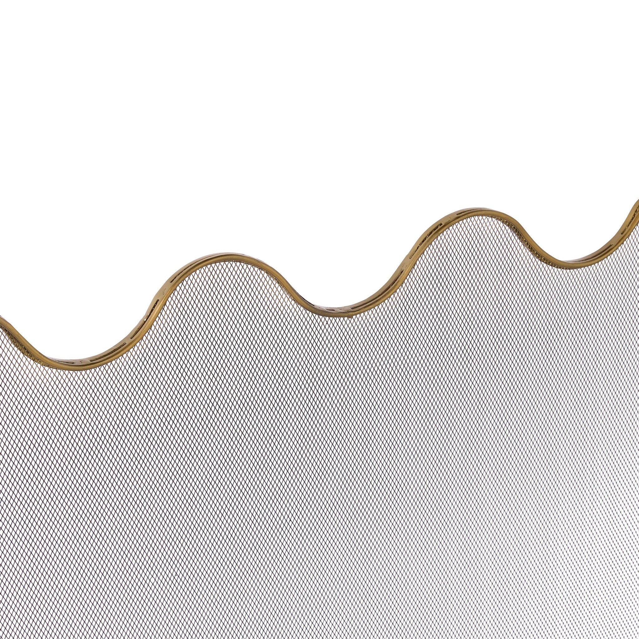Wave Fire Screen Brass Antique