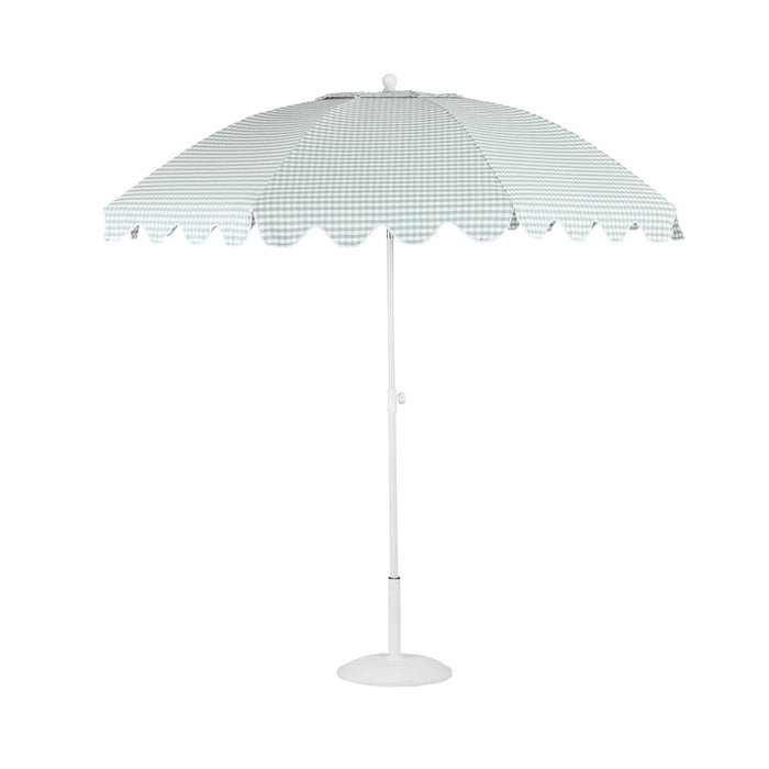 Amalfi Umbrella Scallop Edge Green/White Gingham