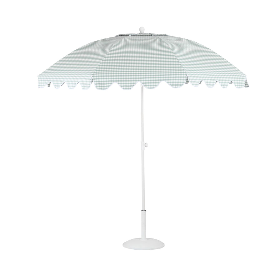Amalfi Umbrella Scallop Edge Green/White Gingham