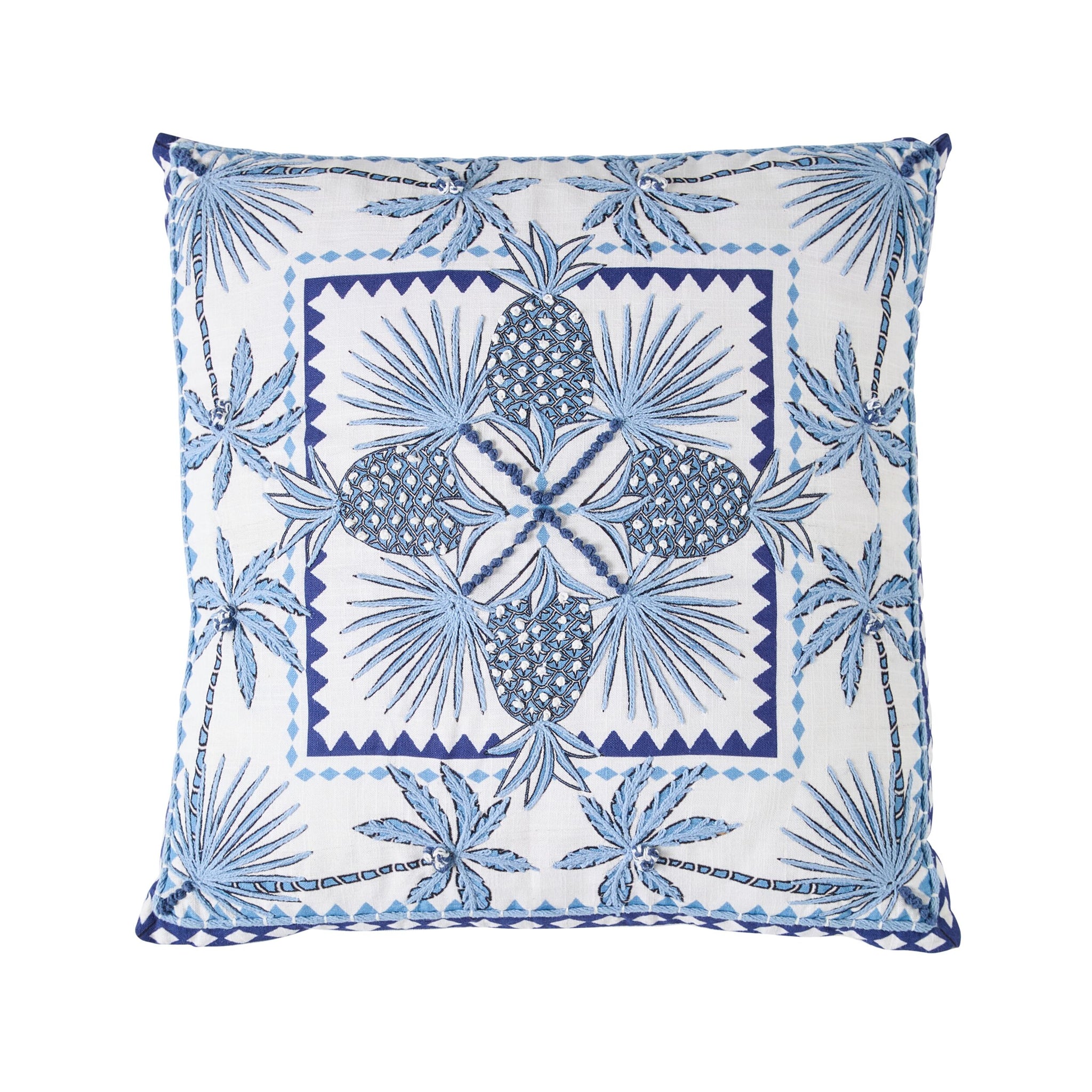 Stitch Pineapple Fan Embroidered Cushion