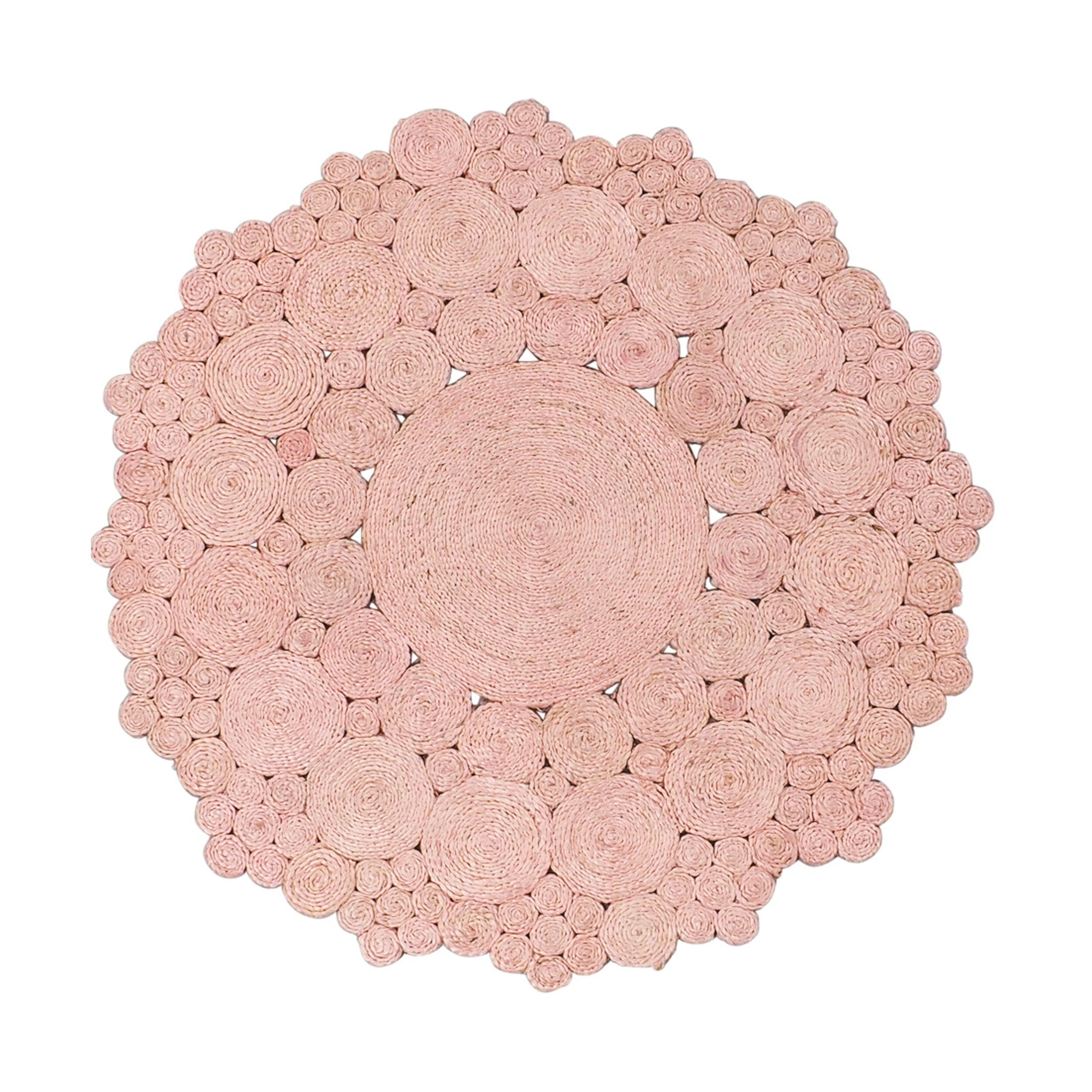 Cochin Blush Hand Stitched Pink Round Rug 120cm