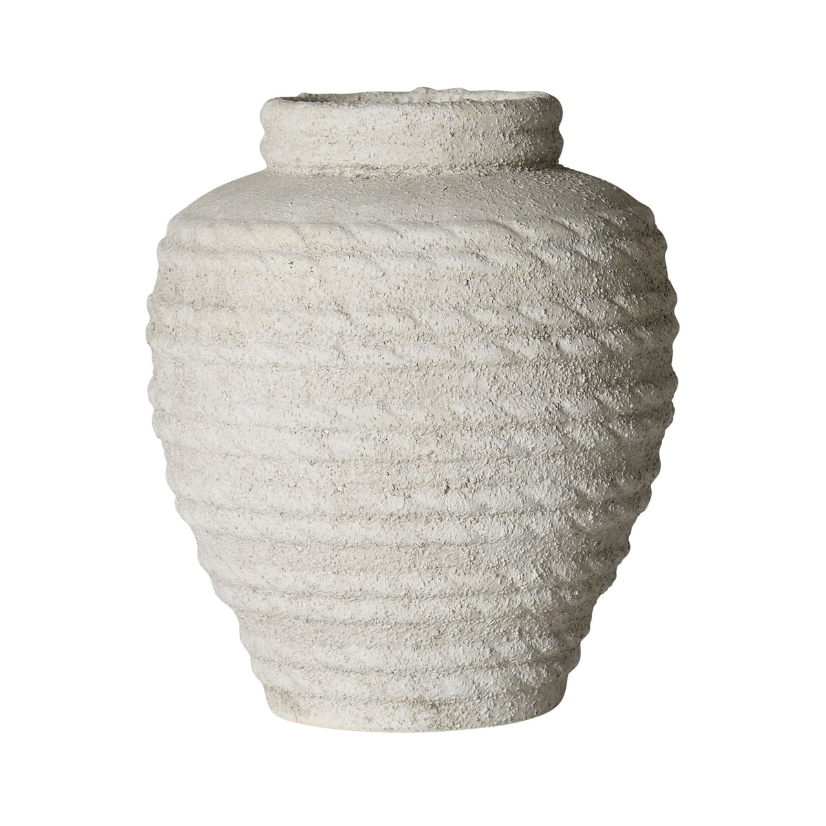 Octavia Rope Detail Ceramic Urn Vase in Sandy Matte