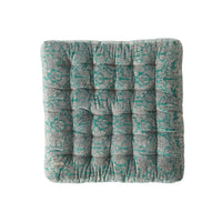 Samy Cotton Velvet Green Palm Seat Cushion