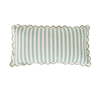 Aruba Scallop Edge Stripe Soft Green Lumbar Cushion 70x35cm