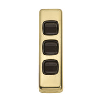 5806 Switch Flat Plate Rocker 3 Gang Brown Polished Brass H108xW30mm