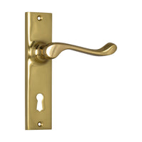 1026 Door Lever Fremantle Lock Pair Polished Brass H150xW35xP50mm