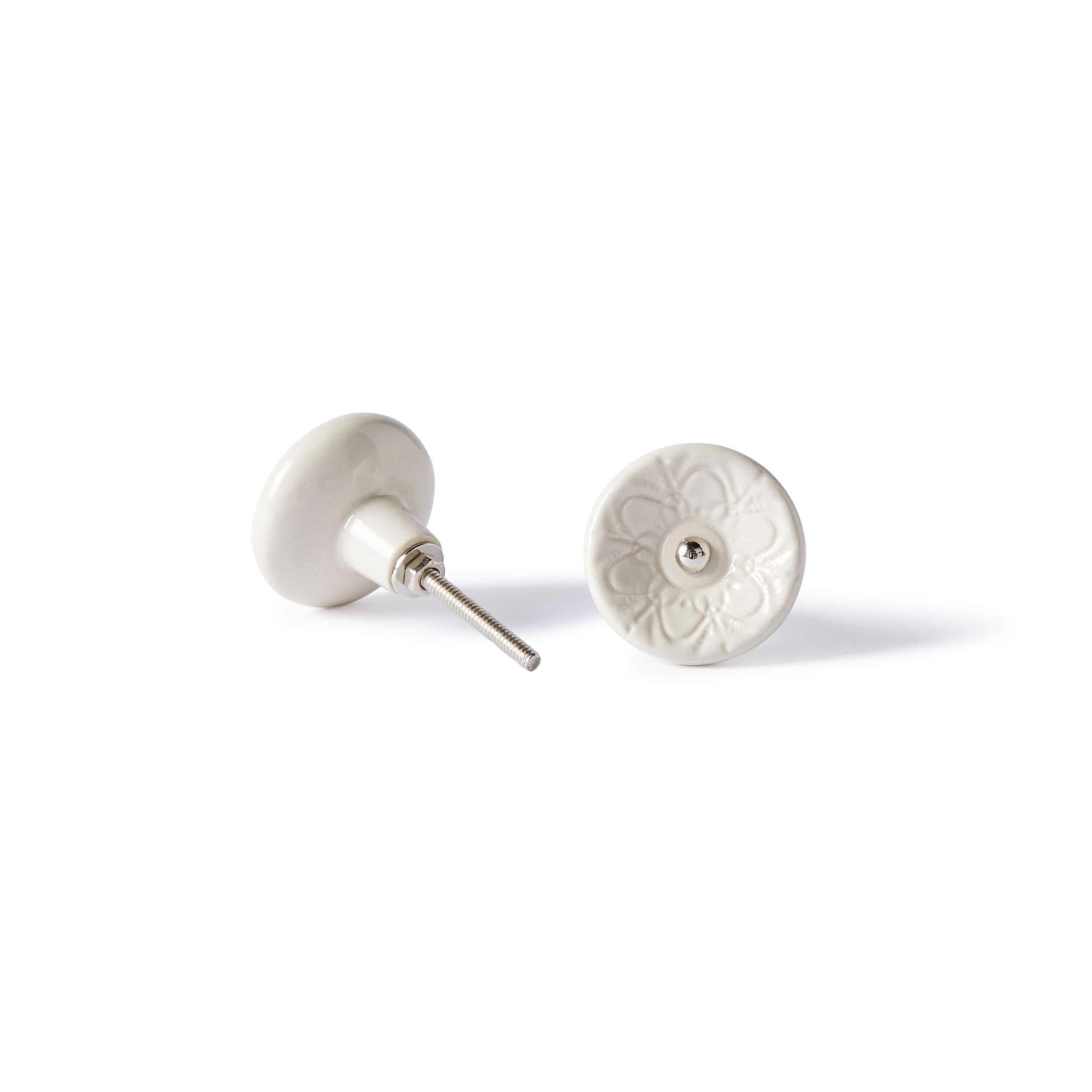 Fleur Ceramic White Knob 4.5cm