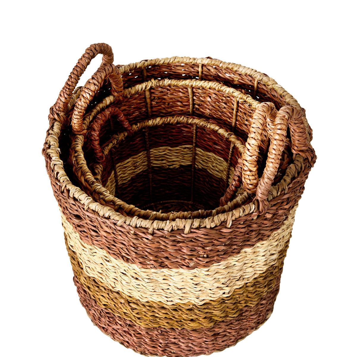 Ravani Wide Stripe Round Storage Basket Set of 3