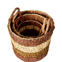 Ravani Wide Stripe Round Storage Basket Set of 4