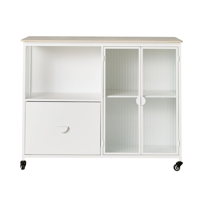 Nero Kitchen Island Bench with Drawer White 120cm