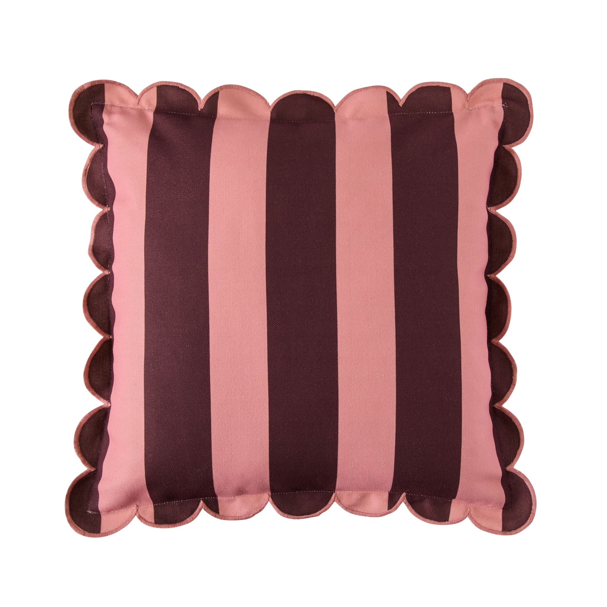 Aruba Scallop Edge Stripe Outdoor Cushion Berry 45x45cm