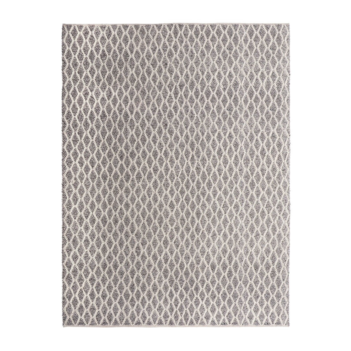 Braided Diamond Hand Woven Grey & Cream Wool Rug 400x300 cm