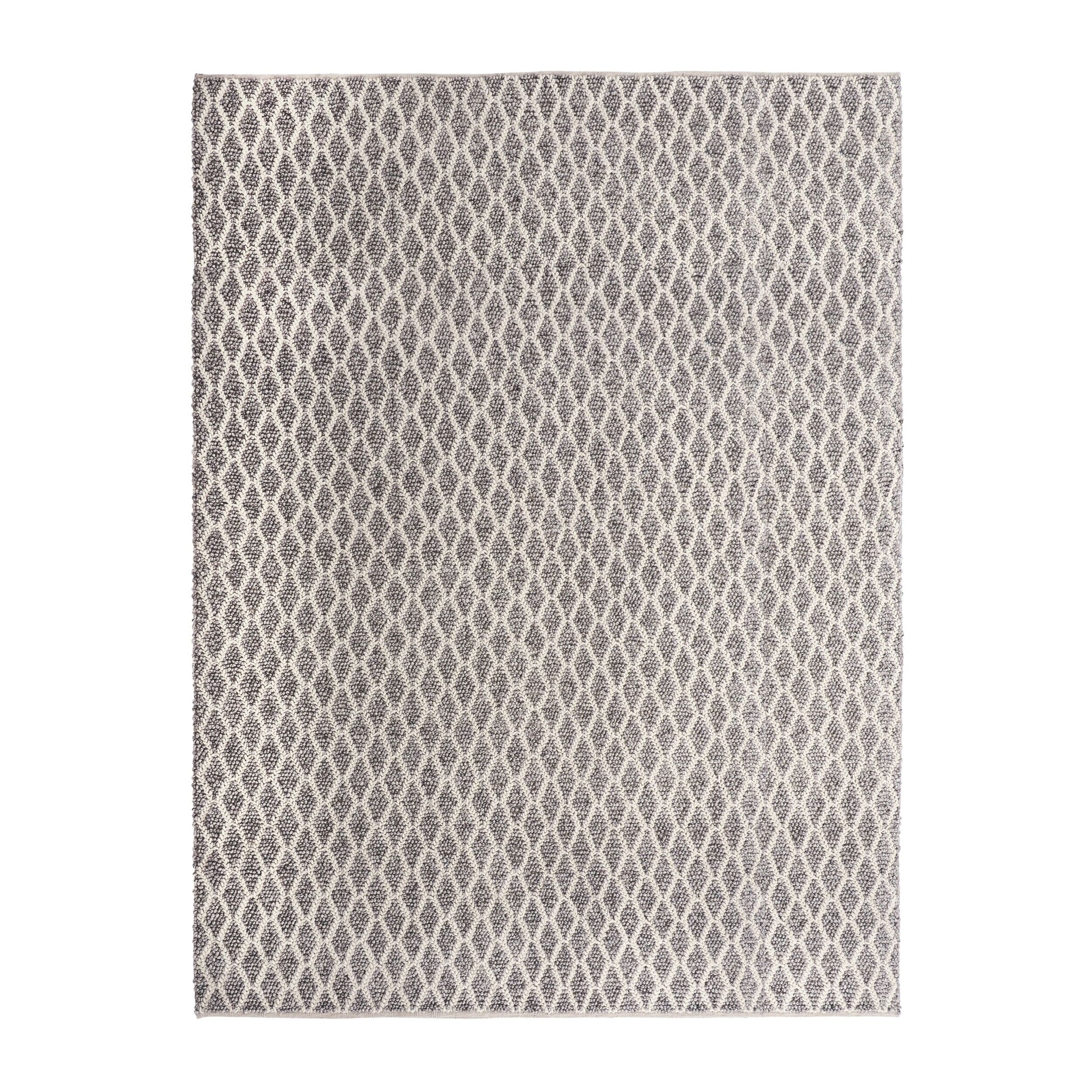 Braided Diamond Hand Woven Grey & Cream Wool Rug 400x300 cm