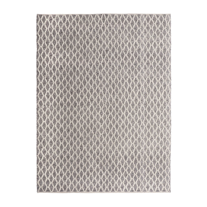 Braided Diamond Hand Woven Grey & Cream Wool Rug 400x300 cm