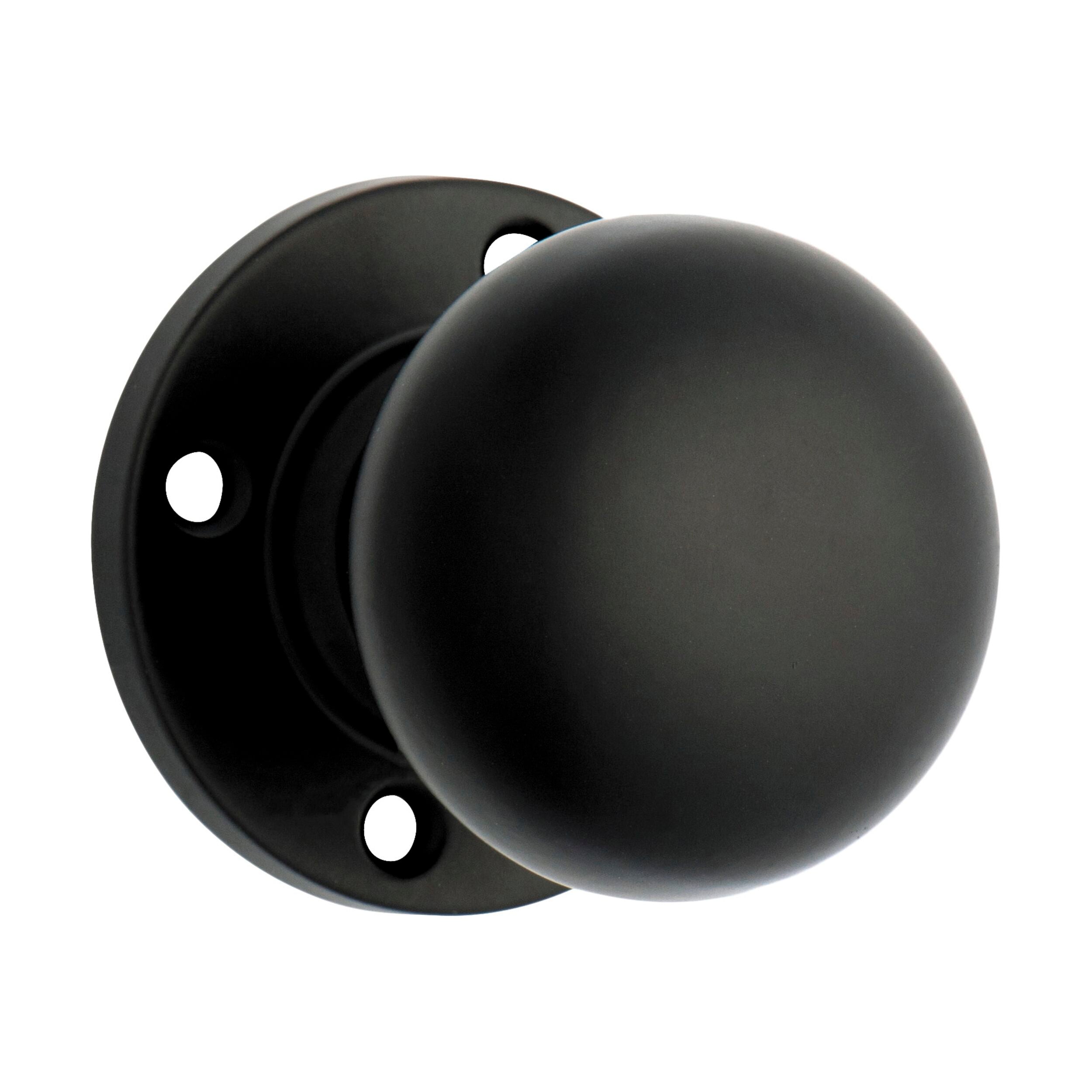 0699 Door Knob Retro Fit Round Rose Pair Matte Black D54xP59mm BP60mm