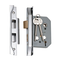 2171 Mortice Lock 5 Lever Rebated Chrome Plated CTC57mm Backset 57mm