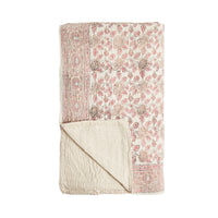 Handblocked Pink Cotton Throw 220x250cm