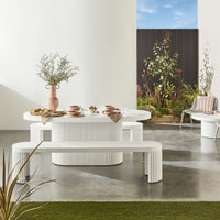 Ripple Curved Outdoor Dining Table 200cm with Ripple Curved Outdoor Dining Bench Package