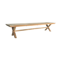 Reclaimed Teak Cross Leg Dining Table 400cm with 8 Weave Dining Chair Package