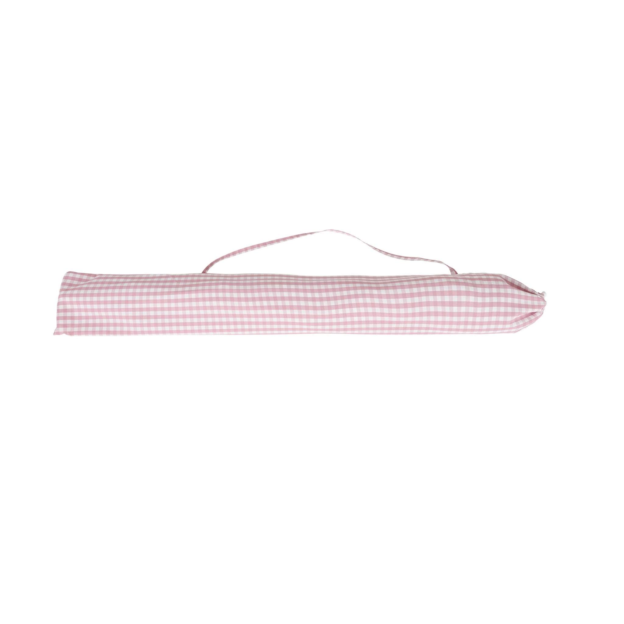 Amalfi Umbrella with Tassles Pink/White Gingham