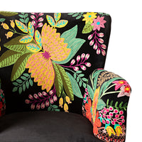 Blossom Embroidered Armchair Black