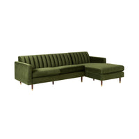 Stitch 3 Seater Velvet Chaise RHF Juniper Olive