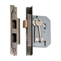 2155 Mortice Lock 5 Lever Rebated Antique Brass CTC57mm Backset 57mm