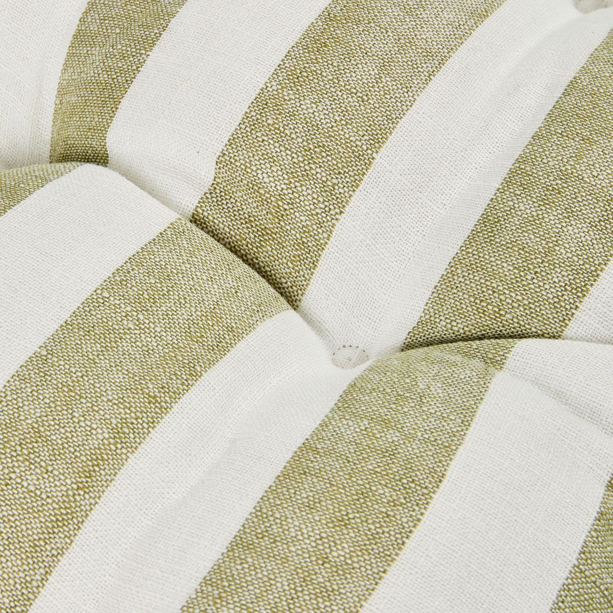 Marais Block Stripe Ruffle Bench Seat Cushion Olive 180cm
