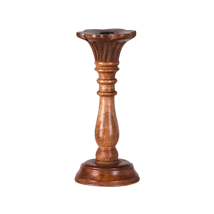 Sati Scalloped Wooden Candle Holder Small