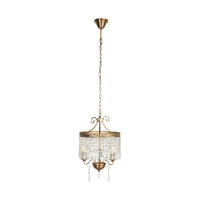 Phoenix Satin Brass 3 Light Crystal Glass Chandelier