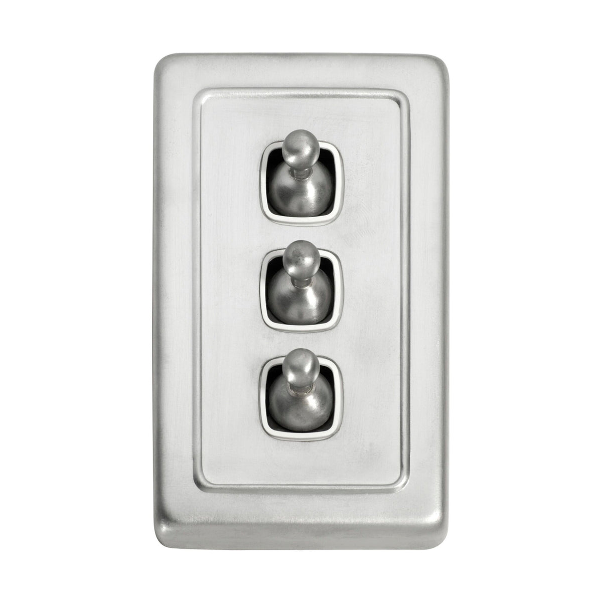 5974 Switch Flat Plate Toggle 3 Gang White Satin Chrome H115xW72mm ...