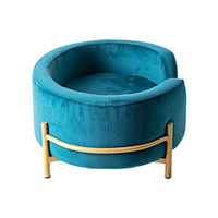 Oval Velvet Pet Bed Teal Blue 64x63x24cm