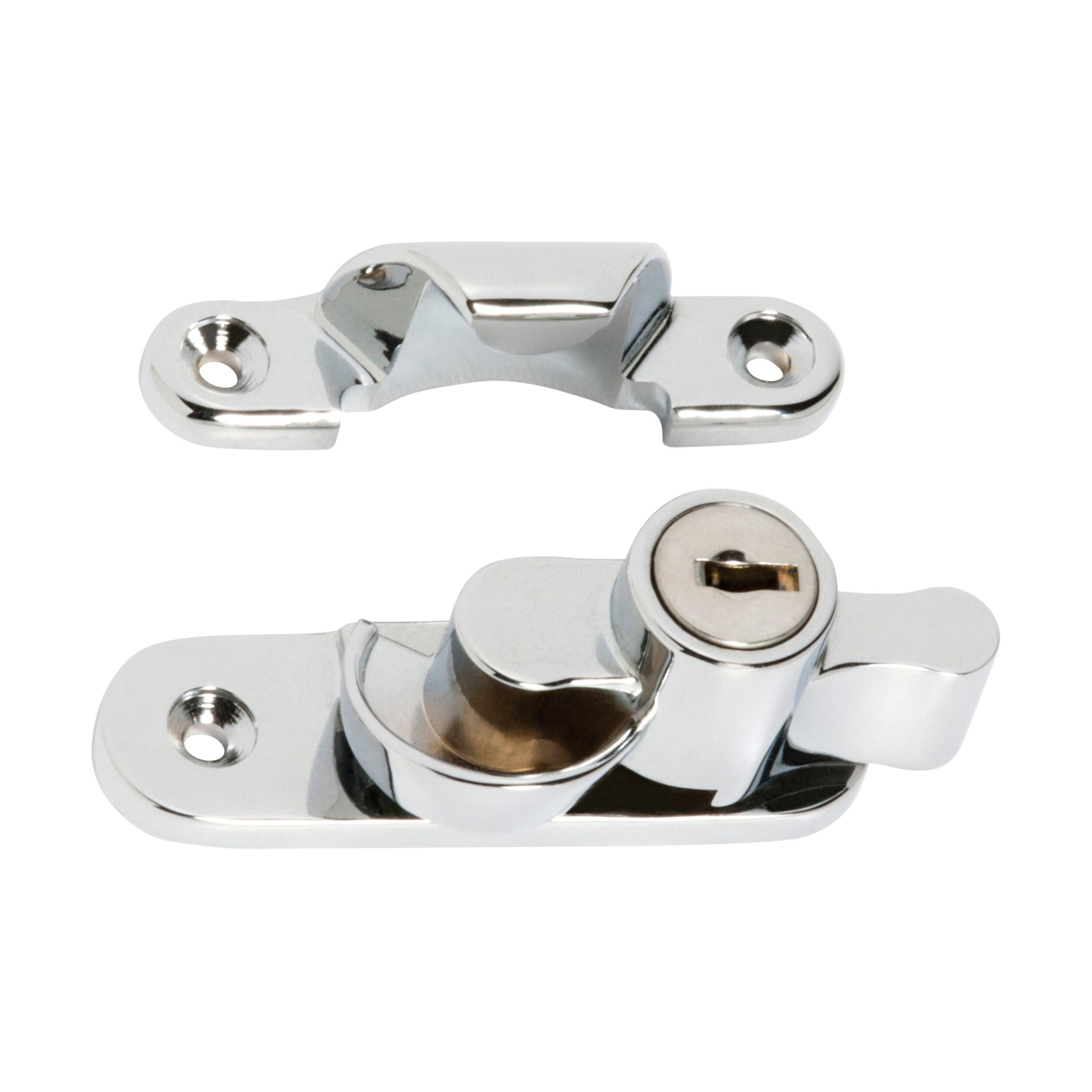 1608 Sash Fastener Locking Zinc Alloy Chrome Plated L64xW20mm