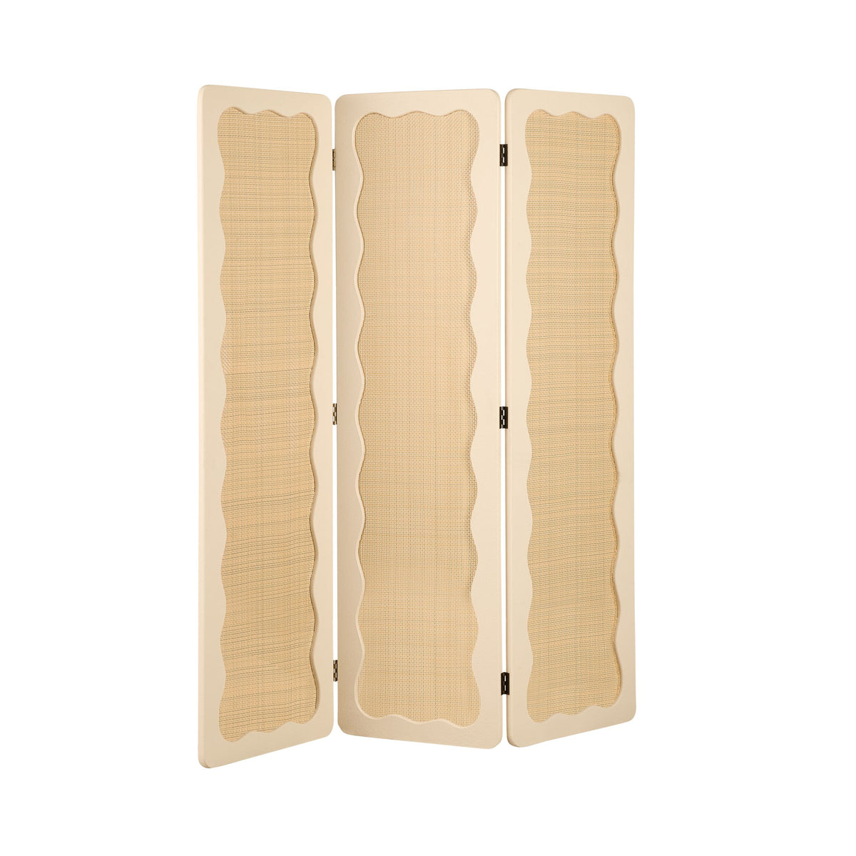 Chantilly Scalloped Rattan Partition Screen Cream 150x180cm