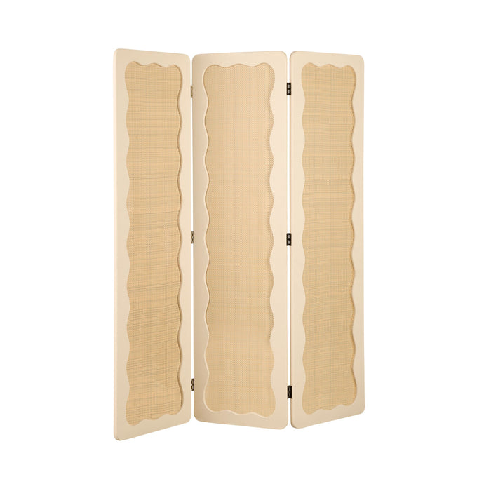 Chantilly Scalloped Rattan Partition Screen Cream 150x180cm