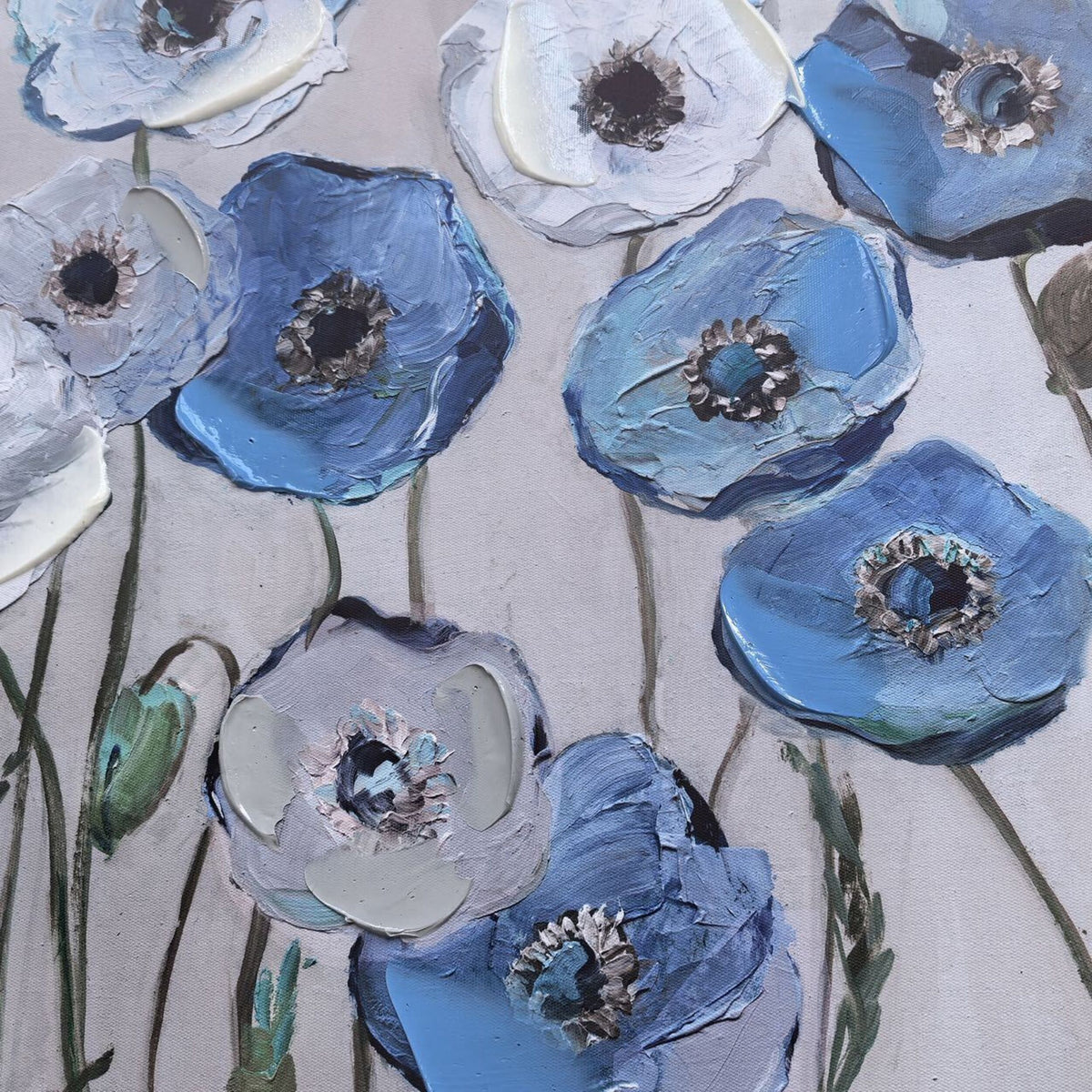 Whispering Poppies Framed Textured Print 100x50cm