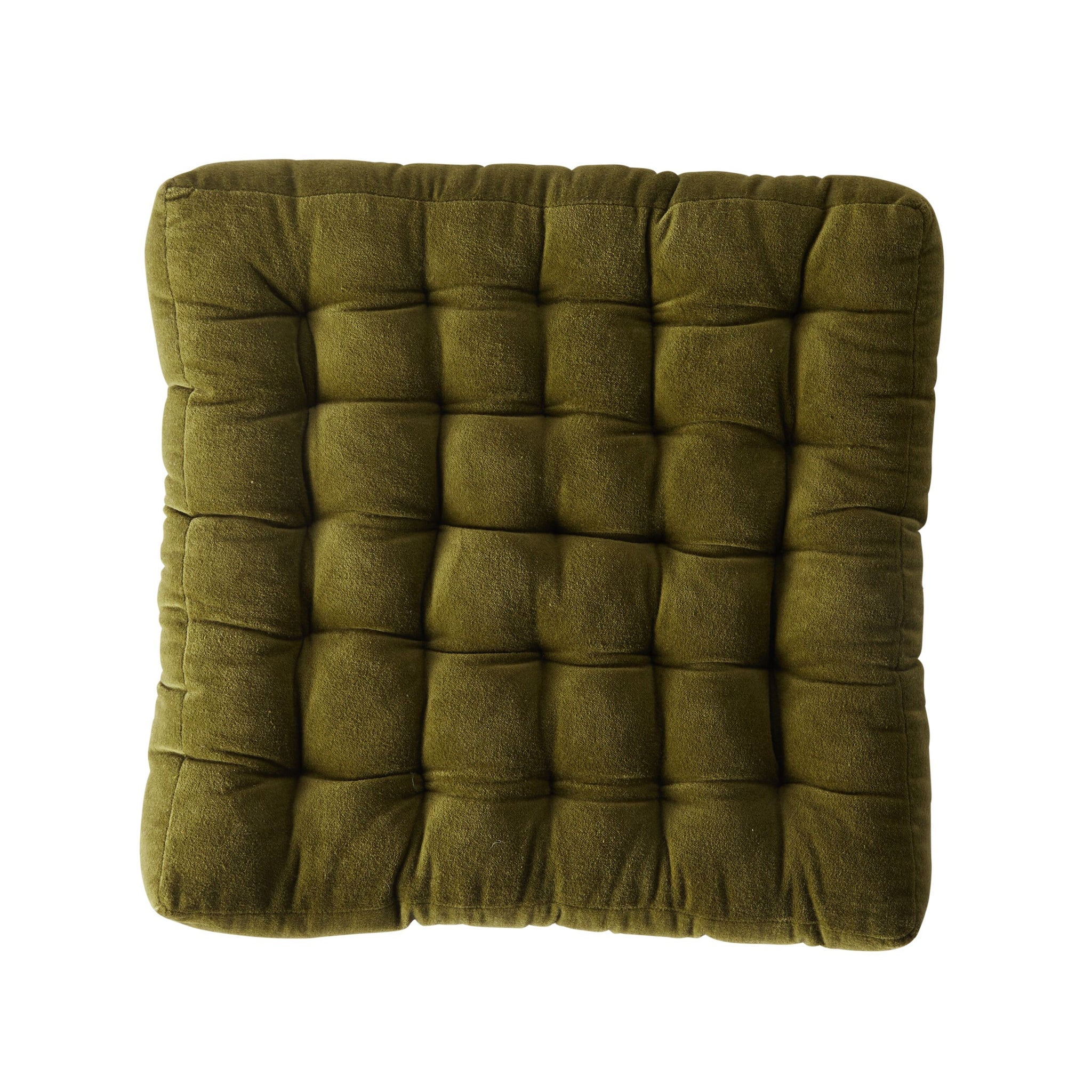 Samy Cotton Velvet Olive Green Seat Cushion