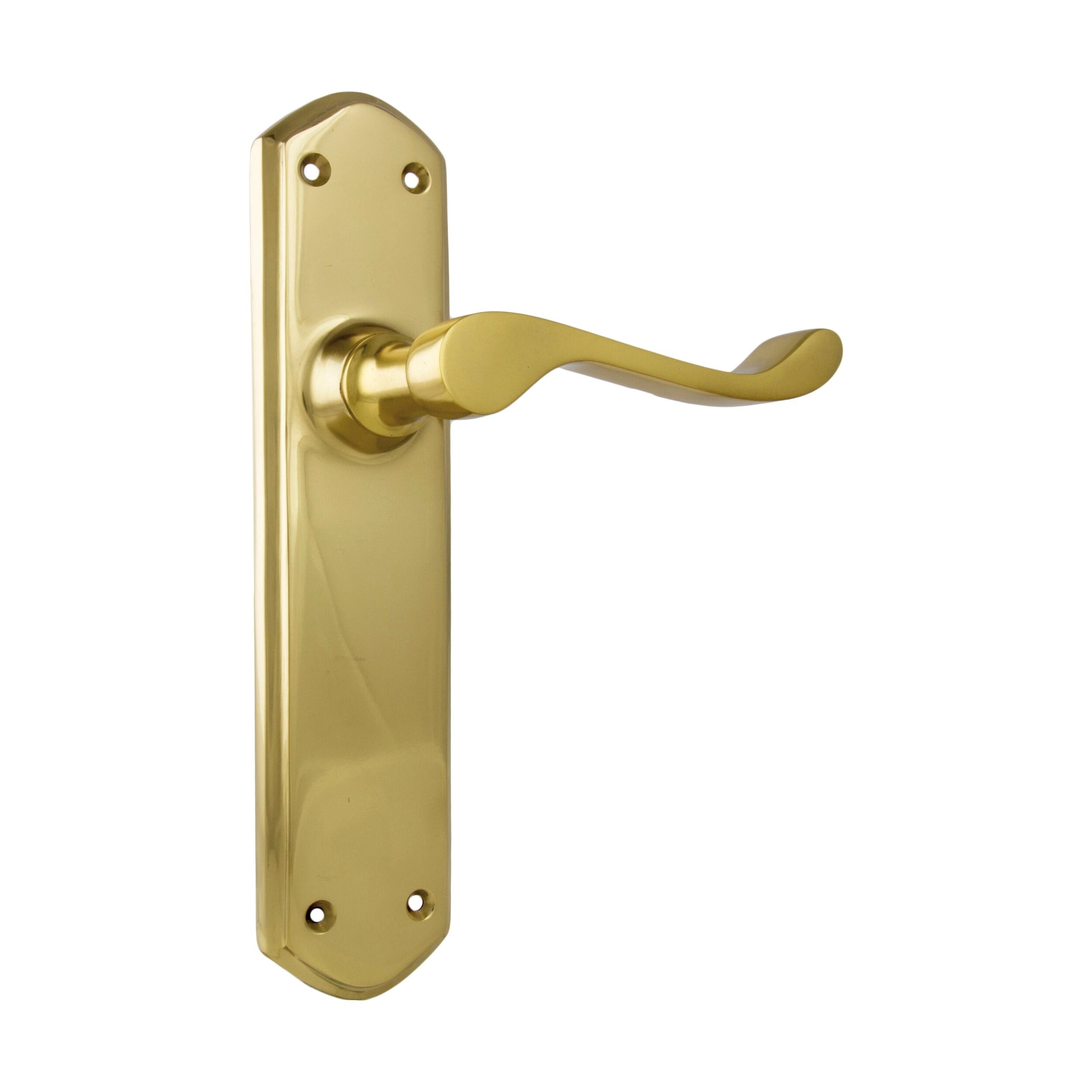 1042 Door Lever Windsor Latch Pair Polished Brass H200xP60xW45mm