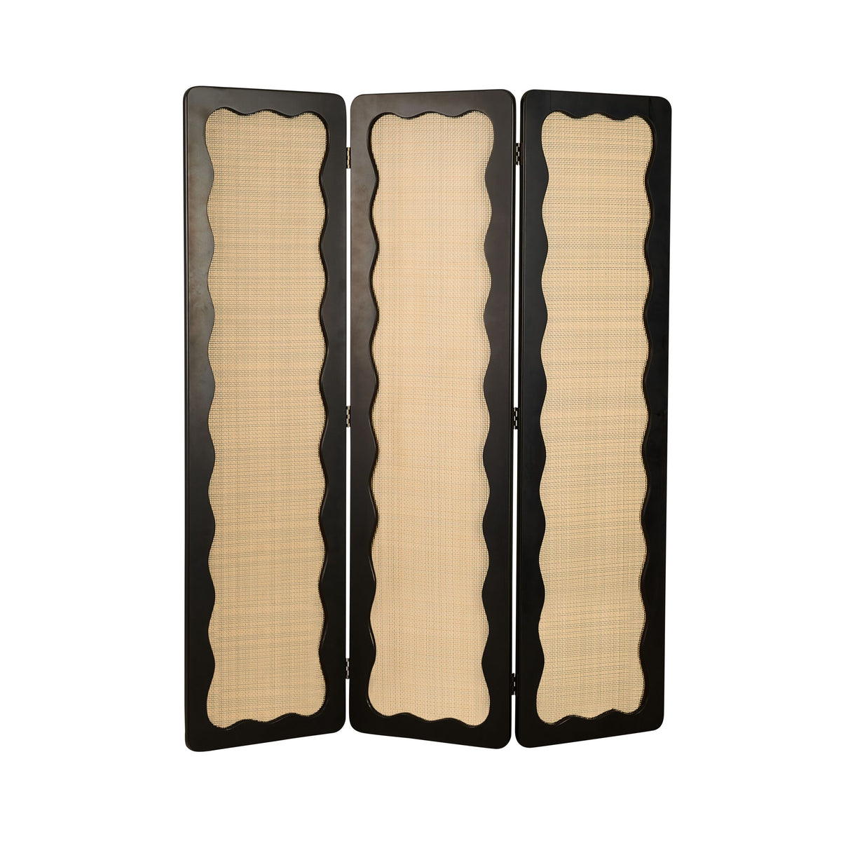 Chantilly Scalloped Rattan Partition Screen Black 150x180cm