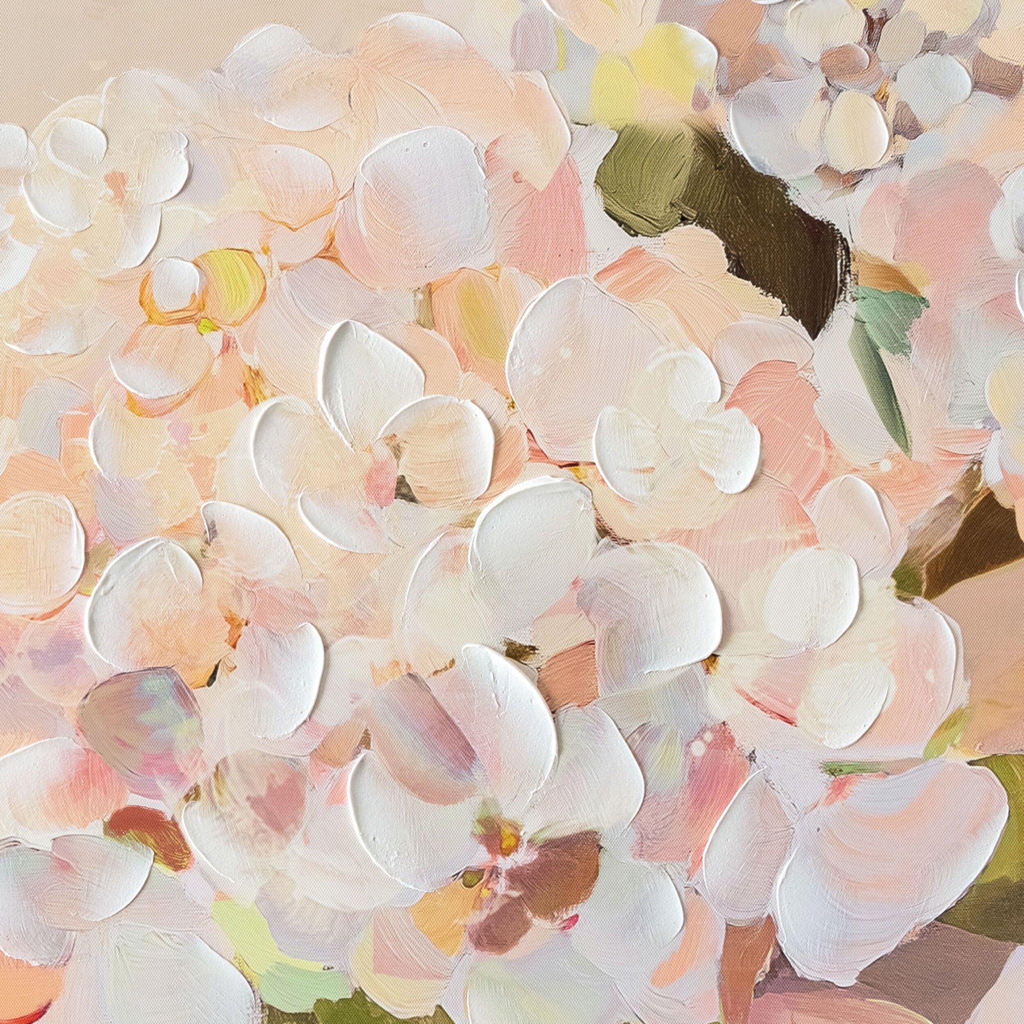 Hydrangea Blush Framed Textured Print 120x80cm