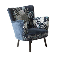 Blooms Embroidered Armchair Indigo Blue