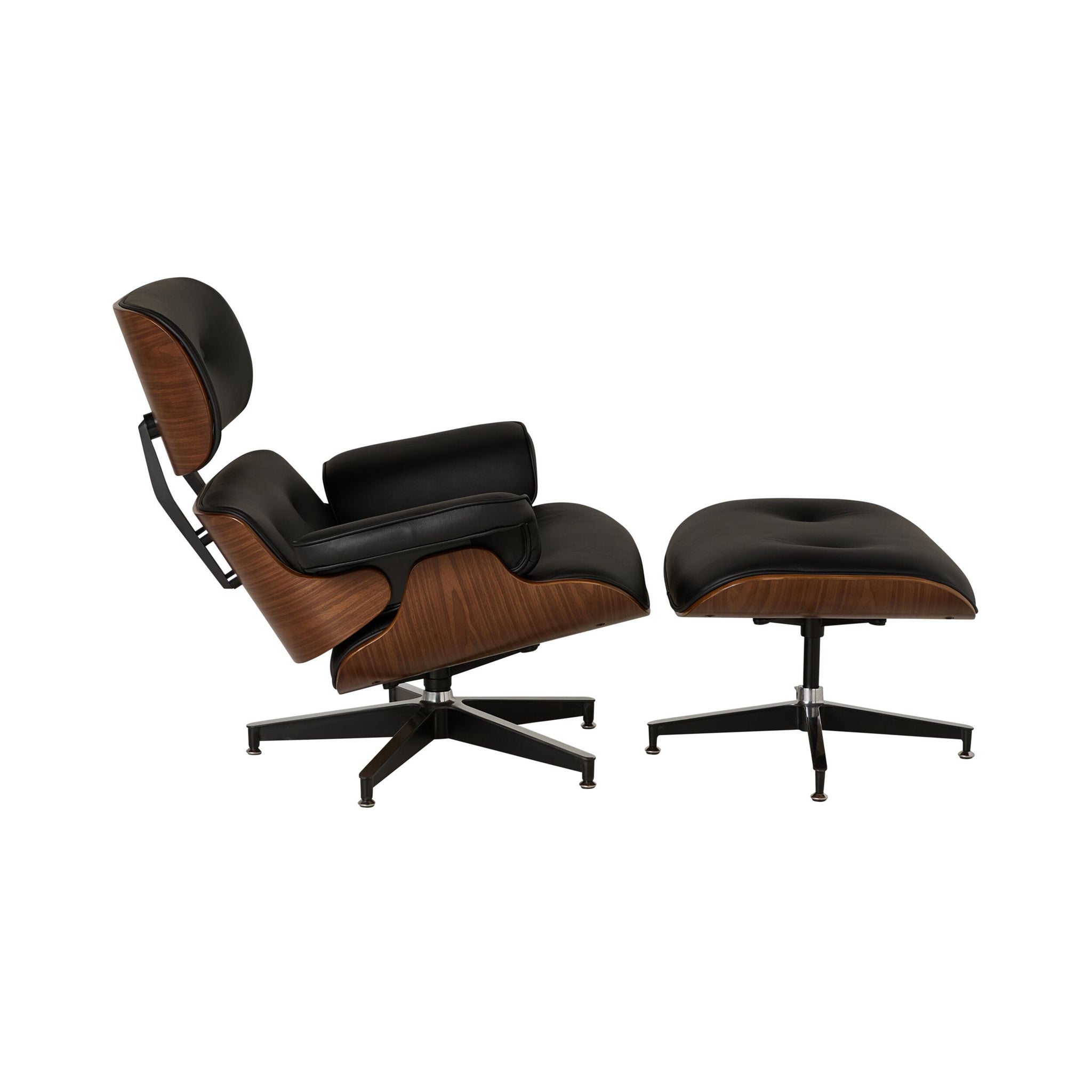 Replica Eames Lounge Chair and Ottoman Black Leather